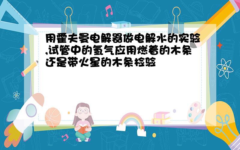 用霍夫曼电解器做电解水的实验,试管中的氢气应用燃着的木条还是带火星的木条检验