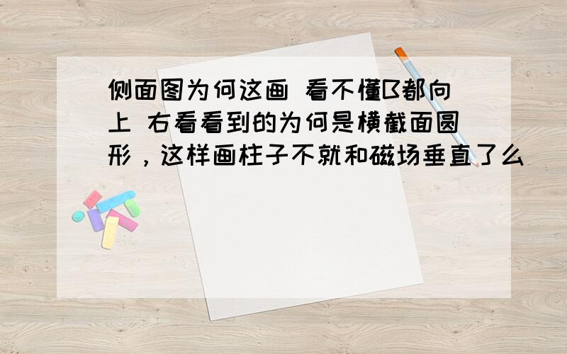 侧面图为何这画 看不懂B都向上 右看看到的为何是横截面圆形，这样画柱子不就和磁场垂直了么