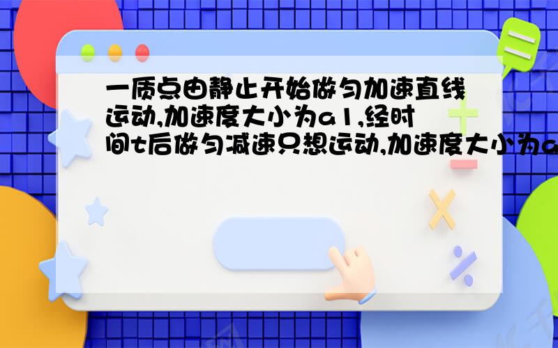 一质点由静止开始做匀加速直线运动,加速度大小为a1,经时间t后做匀减速只想运动,加速度大小为a2,若再经过时间t后恰好能回到原点,则a1：a2为多少