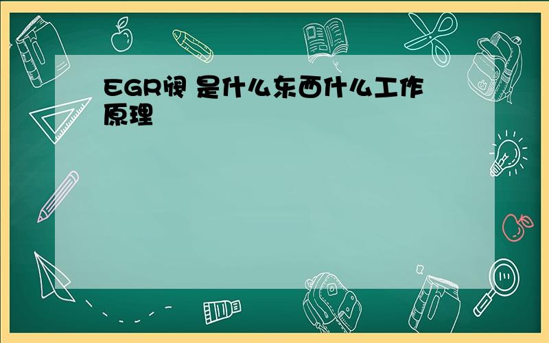 EGR阀 是什么东西什么工作原理