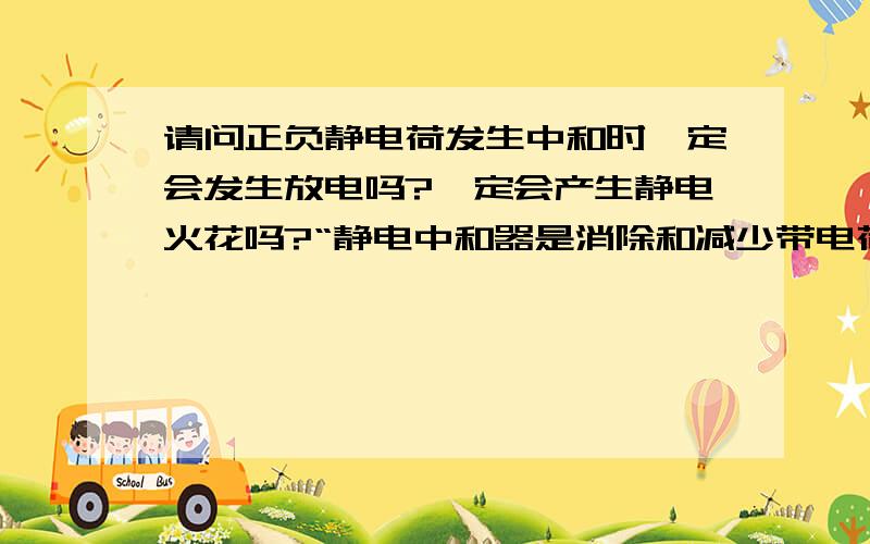 请问正负静电荷发生中和时一定会发生放电吗?一定会产生静电火花吗?“静电中和器是消除和减少带电荷的金属容器一般装在管道末端,通过不断向管道注入与燃油电荷极性相反的电荷来达到