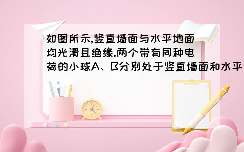 如图所示,竖直墙面与水平地面均光滑且绝缘.两个带有同种电荷的小球A、B分别处于竖直墙面和水平地面,且处于同一竖直平面内,若用图示方向的水平推力F作用于小球B,则两球静止于图示位置.