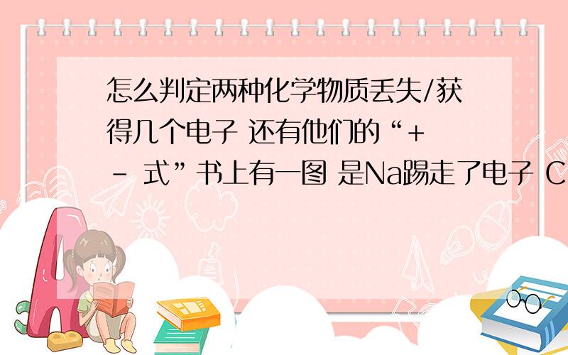 怎么判定两种化学物质丢失/获得几个电子 还有他们的“+ - 式”书上有一图 是Na踢走了电子 Cl接受了电子,然后两个握手 形成氯化钠.怎么判定Na应该丢失几个电子?氯是不是得到Na丢失的电子