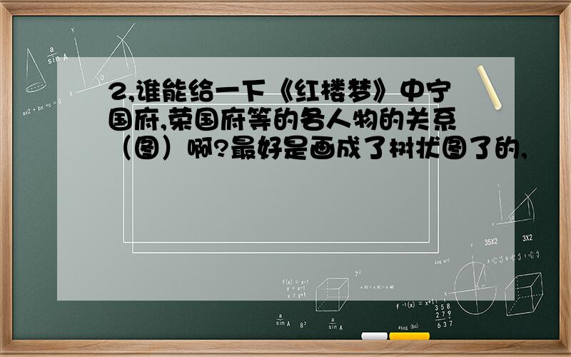 2,谁能给一下《红楼梦》中宁国府,荣国府等的各人物的关系（图）啊?最好是画成了树状图了的,