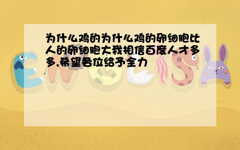 为什么鸡的为什么鸡的卵细胞比人的卵细胞大我相信百度人才多多,希望各位给予全力