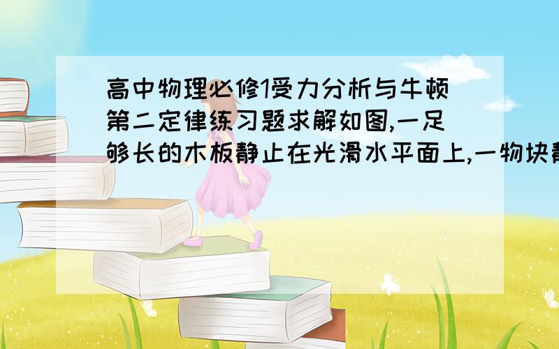 高中物理必修1受力分析与牛顿第二定律练习题求解如图,一足够长的木板静止在光滑水平面上,一物块静止在木板上,物块和木板之间有摩擦.现用水平力向右拉木板,当物块相对木板滑动了一段