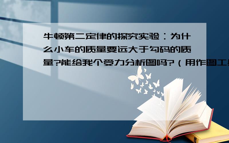 牛顿第二定律的探究实验：为什么小车的质量要远大于勾码的质量?能给我个受力分析图吗?（用作图工具自己画,并附带些解释）