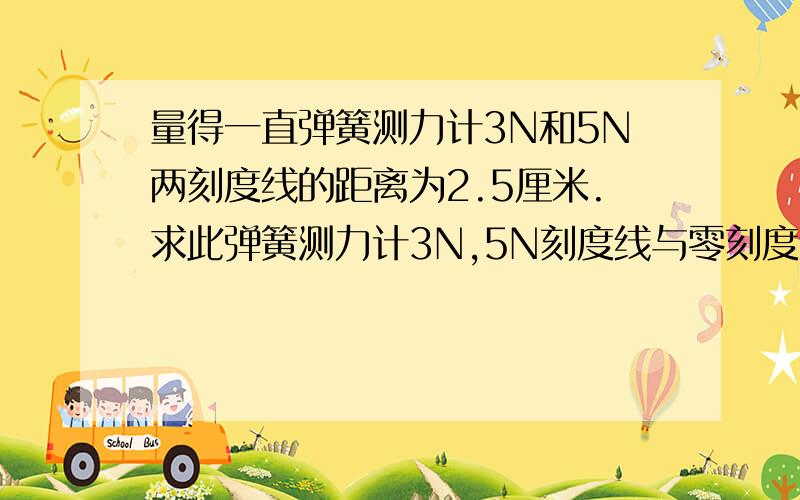 量得一直弹簧测力计3N和5N两刻度线的距离为2.5厘米.求此弹簧测力计3N,5N刻度线与零刻度线之间的距离