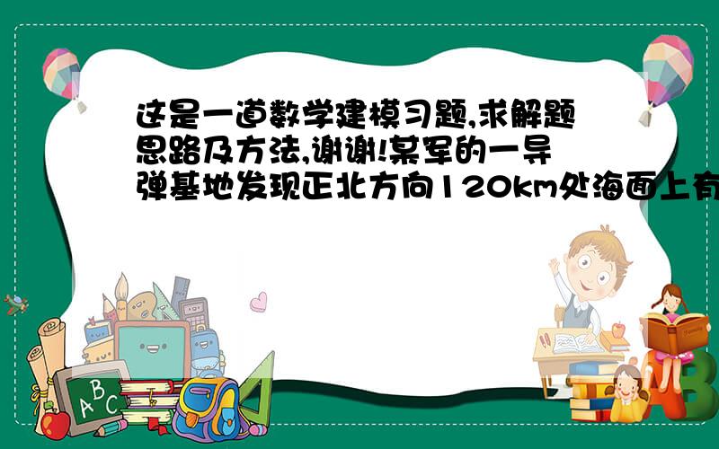 这是一道数学建模习题,求解题思路及方法,谢谢!某军的一导弹基地发现正北方向120km处海面上有敌舰一艘,以90km/h的速度向正东方向行驶 .该基地立即发射导追击敌舰,导弹速度为450km/h,自动导