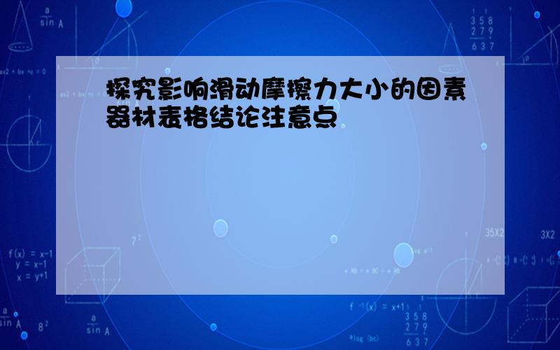 探究影响滑动摩擦力大小的因素器材表格结论注意点