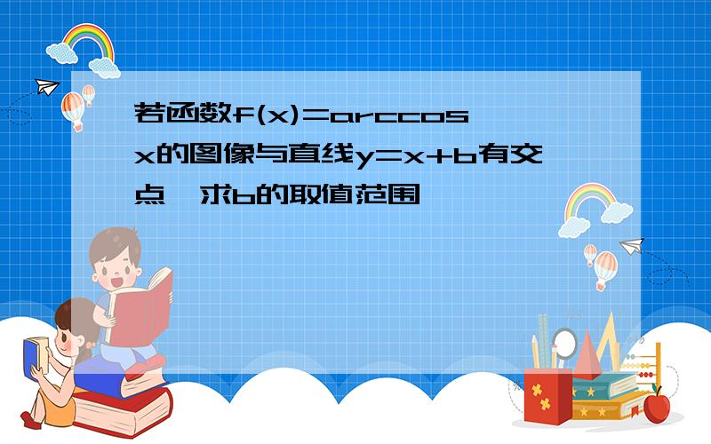 若函数f(x)=arccosx的图像与直线y=x+b有交点,求b的取值范围