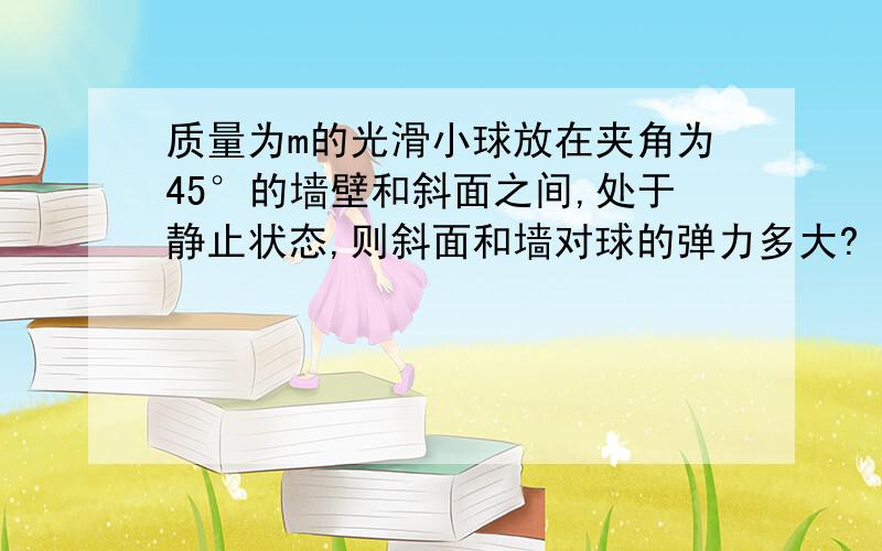 质量为m的光滑小球放在夹角为45°的墙壁和斜面之间,处于静止状态,则斜面和墙对球的弹力多大?