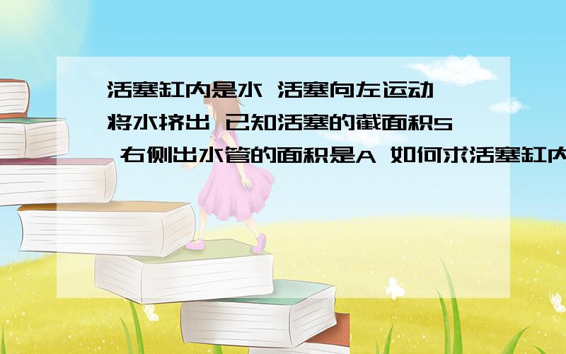 活塞缸内是水 活塞向左运动 将水挤出 已知活塞的截面积S 右侧出水管的面积是A 如何求活塞缸内压力