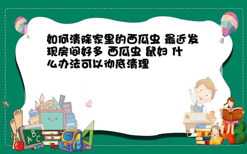 如何清除家里的西瓜虫 最近发现房间好多 西瓜虫 鼠妇 什么办法可以彻底清理