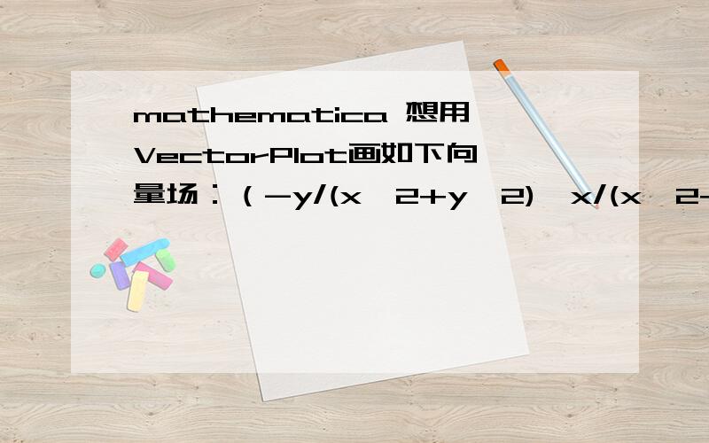 mathematica 想用VectorPlot画如下向量场：（-y/(x^2+y^2),x/(x^2+y^2)）但是画出来的好像有问题,因为x和y不能同时等于0,请问一下该怎么画?