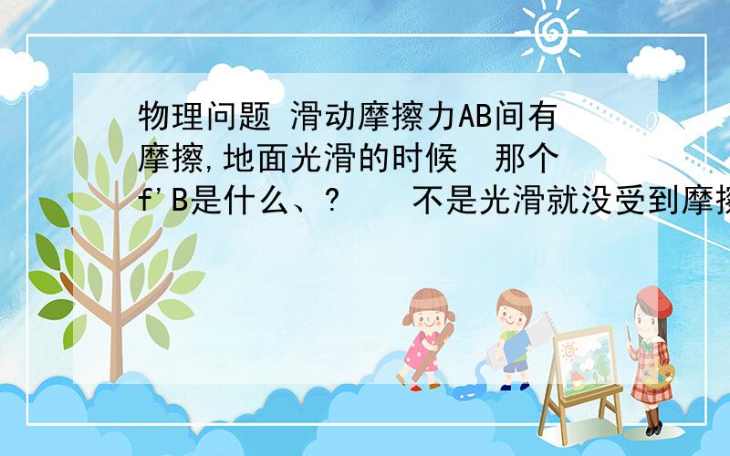 物理问题 滑动摩擦力AB间有摩擦,地面光滑的时候  那个f'B是什么、?    不是光滑就没受到摩擦力了吗