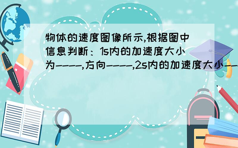 物体的速度图像所示,根据图中信息判断：1s内的加速度大小为----,方向----,2s内的加速度大小----方向----,4s加速度大小----,速度方向在哪些时刻发生变化