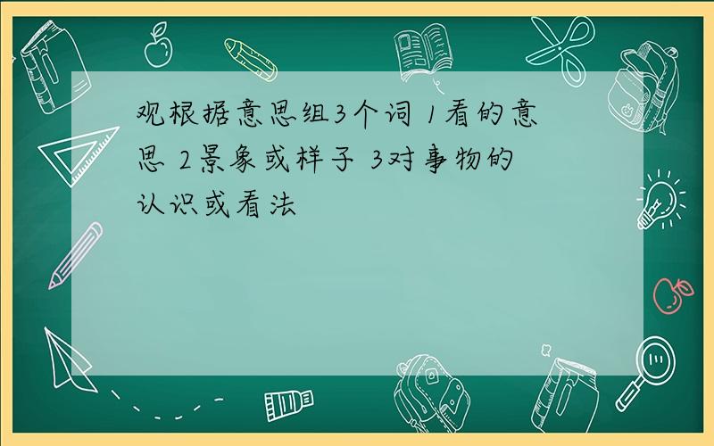 观根据意思组3个词 1看的意思 2景象或样子 3对事物的认识或看法