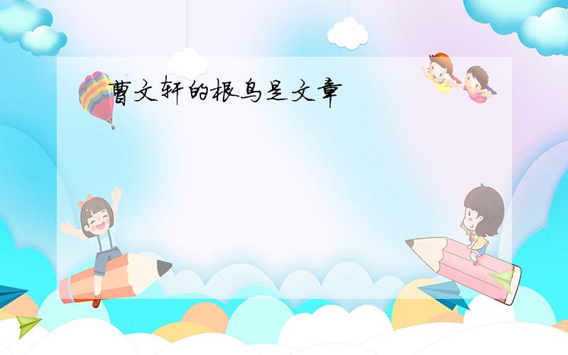 曹文轩的根鸟是文章