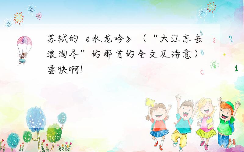 苏轼的《水龙吟》（“大江东去浪淘尽”的那首的全文及诗意）要快啊!