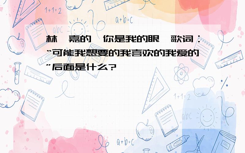 林宥嘉的《你是我的眼》歌词：“可能我想要的我喜欢的我爱的”后面是什么?