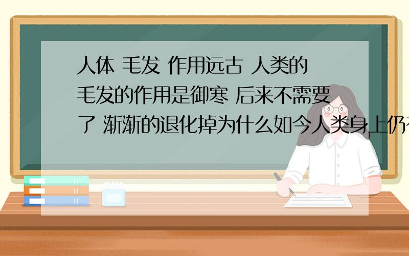 人体 毛发 作用远古 人类的毛发的作用是御寒 后来不需要了 渐渐的退化掉为什么如今人类身上仍有毛发 为什么说毛发是人身体死亡的细胞?又为什么说毛发是内分泌的产物?为什么男多 女少