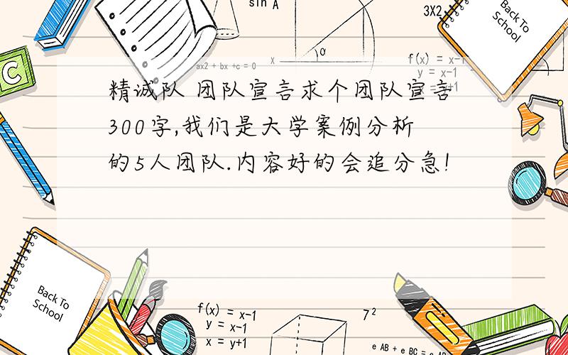 精诚队 团队宣言求个团队宣言300字,我们是大学案例分析的5人团队.内容好的会追分急!