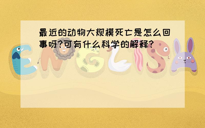 最近的动物大规模死亡是怎么回事呀?可有什么科学的解释?