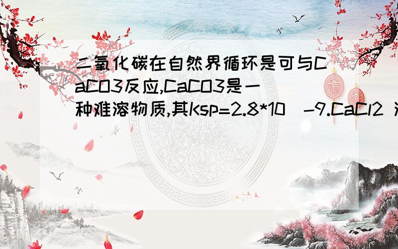 二氧化碳在自然界循环是可与CaCO3反应,CaCO3是一种难溶物质,其Ksp=2.8*10^-9.CaCl2 溶液与Na2CO3溶液混合可形成CaCO3沉淀.现将等体积的CaCl2 溶液与Na2CO3溶液混合,若Na2CO3溶液的浓度为2*10^-4mol/L,则生成