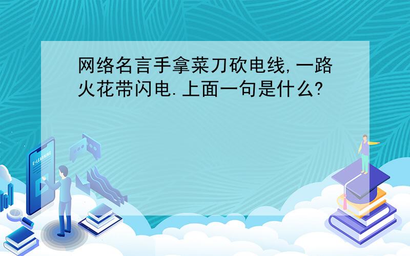 网络名言手拿菜刀砍电线,一路火花带闪电.上面一句是什么?