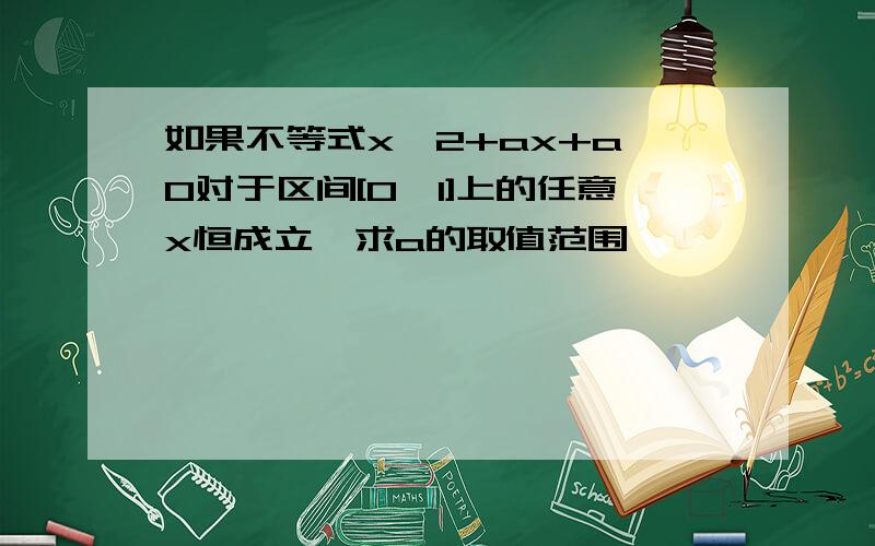 如果不等式x^2+ax+a≤0对于区间[0,1]上的任意x恒成立,求a的取值范围