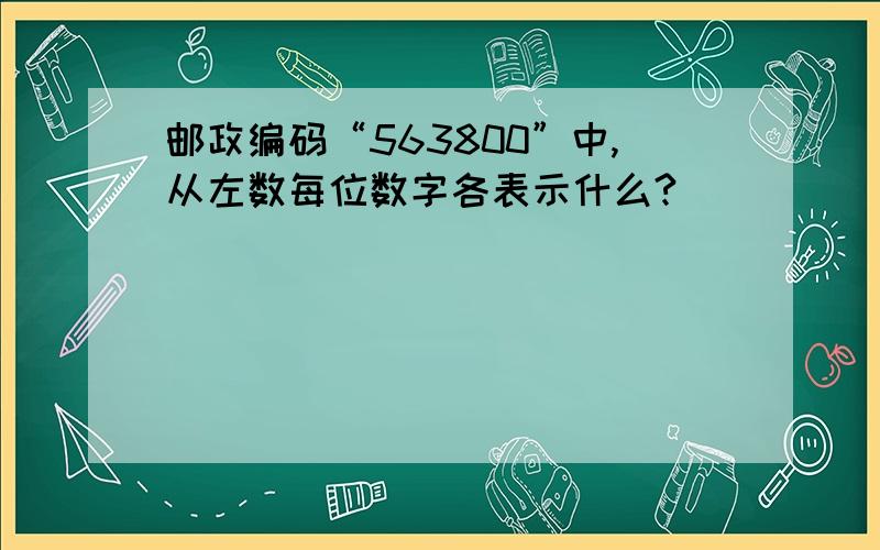 邮政编码“563800”中,从左数每位数字各表示什么?