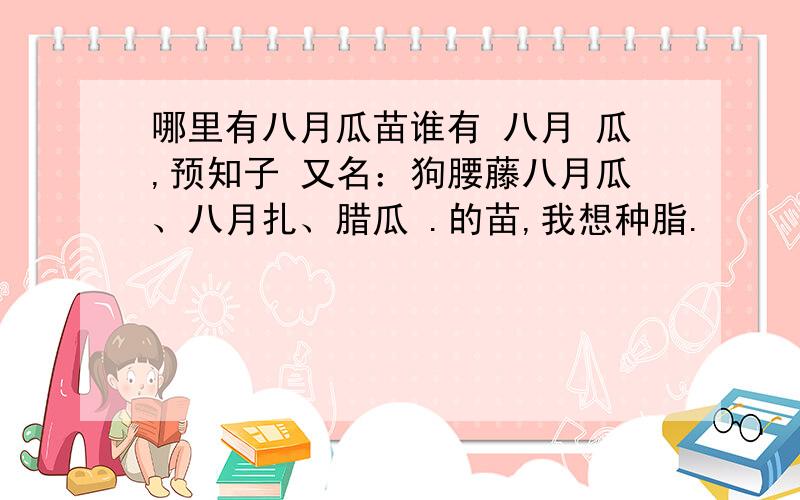 哪里有八月瓜苗谁有 八月 瓜,预知子 又名：狗腰藤八月瓜、八月扎、腊瓜 .的苗,我想种脂.