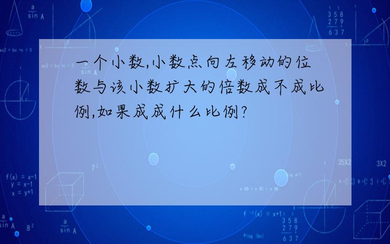 一个小数,小数点向左移动的位数与该小数扩大的倍数成不成比例,如果成成什么比例?