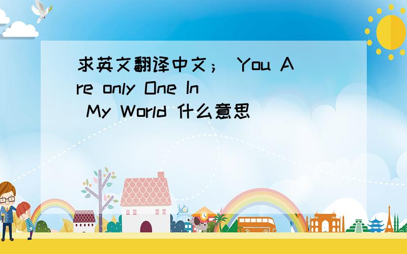 求英文翻译中文； You Are only One In My World 什么意思