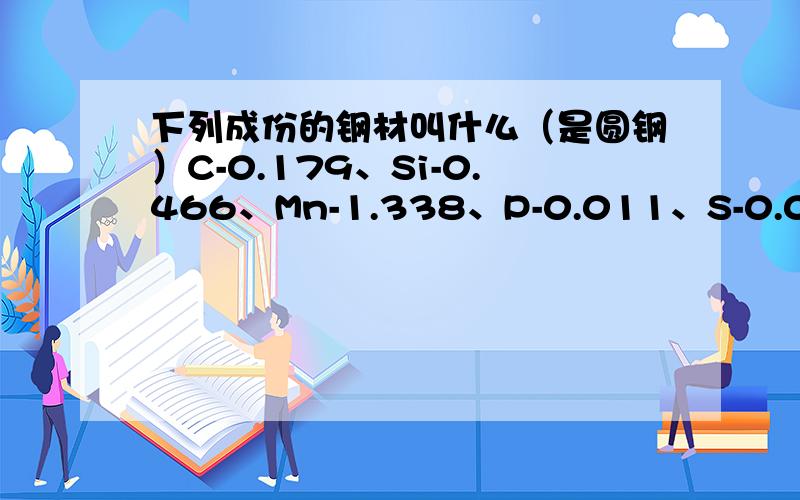 下列成份的钢材叫什么（是圆钢）C-0.179、Si-0.466、Mn-1.338、P-0.011、S-0.008、Cr-0.035、Ni