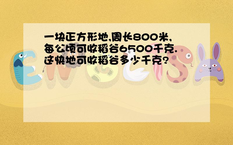 一块正方形地,周长800米,每公顷可收稻谷6500千克.这快地可收稻谷多少千克?