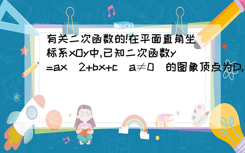 有关二次函数的!在平面直角坐标系xOy中,已知二次函数y=ax^2+bx+c(a≠0)的图象顶点为D,与y轴交于点C,与X轴交于A、B(A在原点的左边)点B(3,0),OB=OC.OA/OC=1/3(1)求这个二次函数的解析式(2)若平行于X轴的