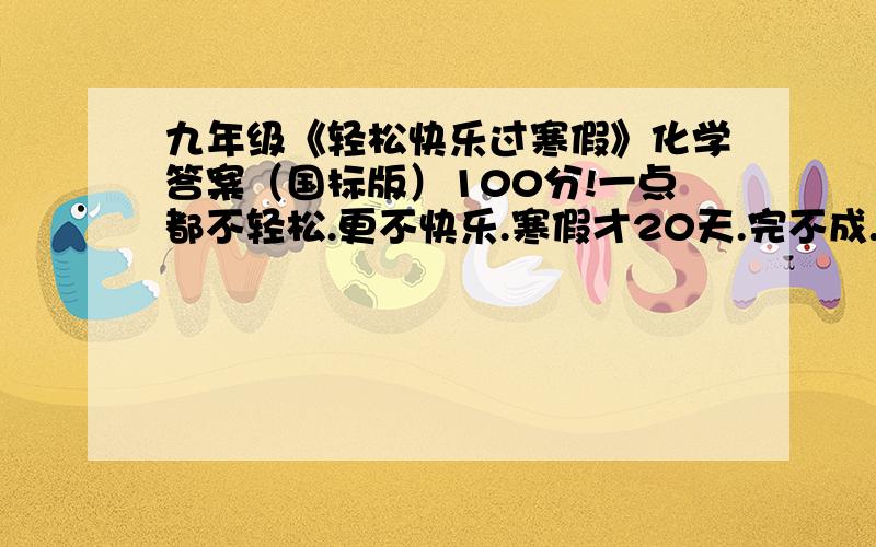 九年级《轻松快乐过寒假》化学答案（国标版）100分!一点都不轻松.更不快乐.寒假才20天.完不成.还有好多事情做!江苏人民出版社的!