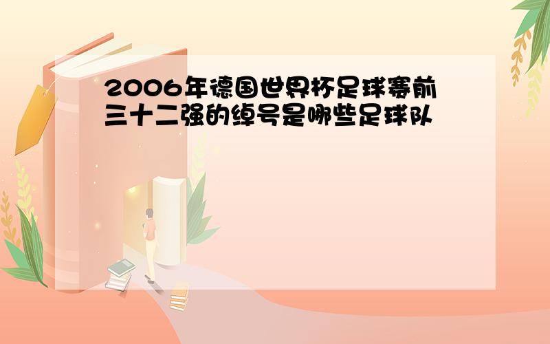 2006年德国世界杯足球赛前三十二强的绰号是哪些足球队