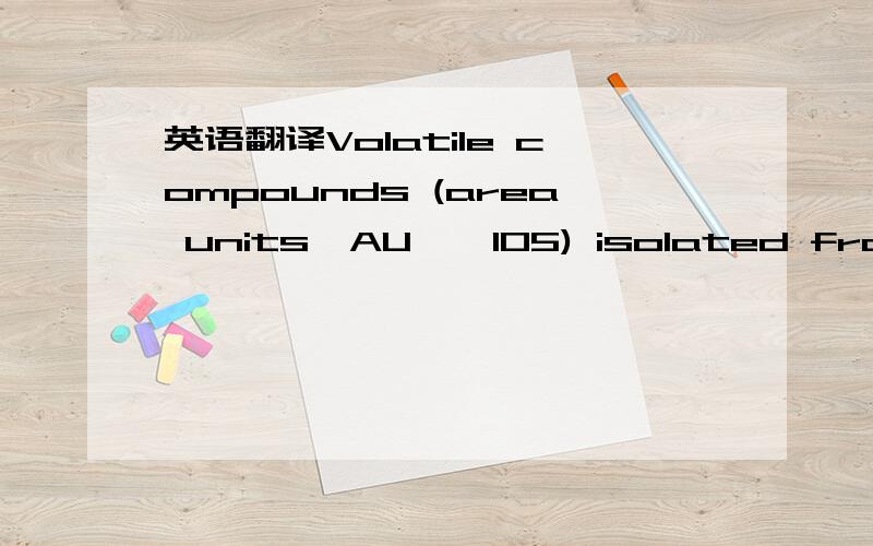 英语翻译Volatile compounds (area units,AU,×105) isolated from FCMCs by SPME-GC-MS 这句中括号里的表示什么?