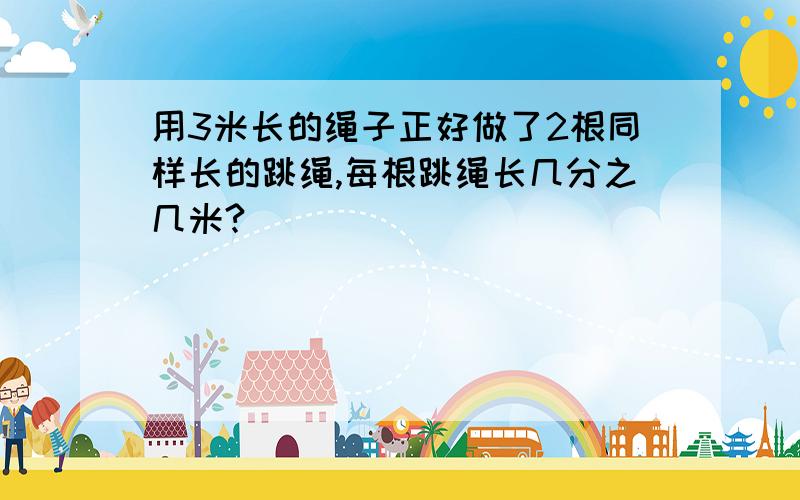 用3米长的绳子正好做了2根同样长的跳绳,每根跳绳长几分之几米?