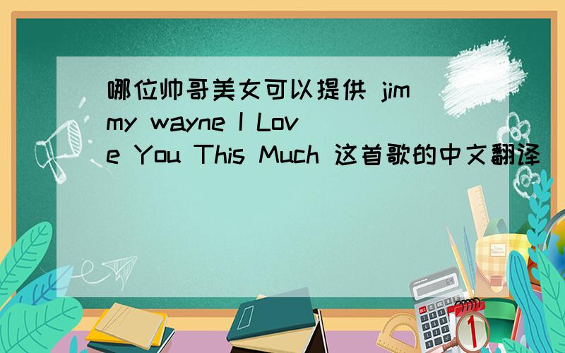 哪位帅哥美女可以提供 jimmy wayne I Love You This Much 这首歌的中文翻译