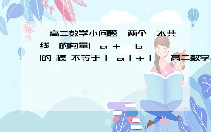 〖高二数学小问题〗两个【不共线】的向量|→a + →b |的 模 不等于 |→a | + |→〖高二数学小问题〗两个【不共线】的向量|→a + →b |的 模 不等于 |→a | + |→b |的模等于什么?