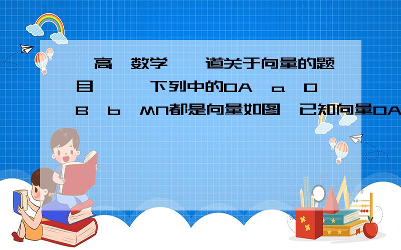 【高一数学】一道关于向量的题目》》》下列中的OA,a,OB,b,MN都是向量如图,已知向量OA=a,向量OB=b,任意点M关于点A的对称点为S,点S关于点B的对称为N,用a,b表示向量MN.