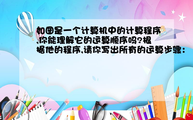 如图是一个计算机中的计算程序,你能理解它的运算顺序吗?根据他的程序,请你写出所有的运算步骤：（1）若输入数据为0,你得到输入数据是什么?(2)若输入数据为5,你得到输入数据是什么?