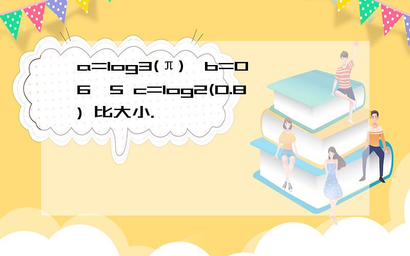 a=log3(π),b=0,6^5 c=log2(0.8) 比大小.