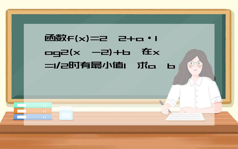 函数f(x)=2^2+a·log2(x^-2)+b,在x=1/2时有最小值1,求a、b