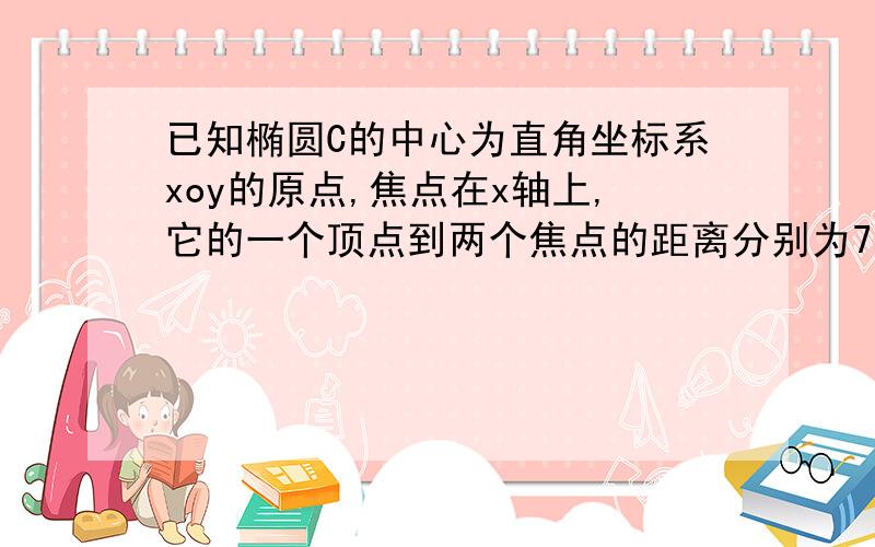 已知椭圆C的中心为直角坐标系xoy的原点,焦点在x轴上,它的一个顶点到两个焦点的距离分别为7和1(Ⅰ)求椭圆C的方程(Ⅱ)若P为椭圆C上的动点,M为过P且垂直于x轴的直线上的一点,OP/OM=λ（λ≥3//4