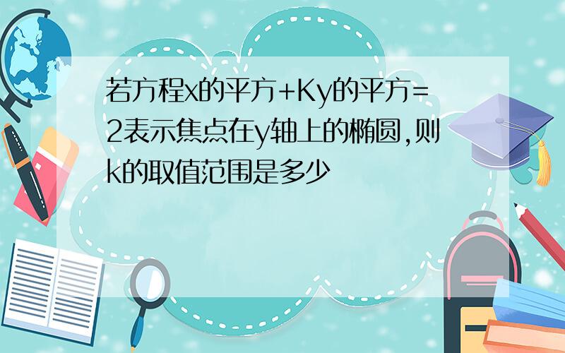 若方程x的平方+Ky的平方=2表示焦点在y轴上的椭圆,则k的取值范围是多少